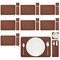 Felt Table Placemats Set of 8 for Dining Table and Kitchen Decor with Drink Coasters and Cutlery Pouches (Coffee Brown, 24 Pieces)